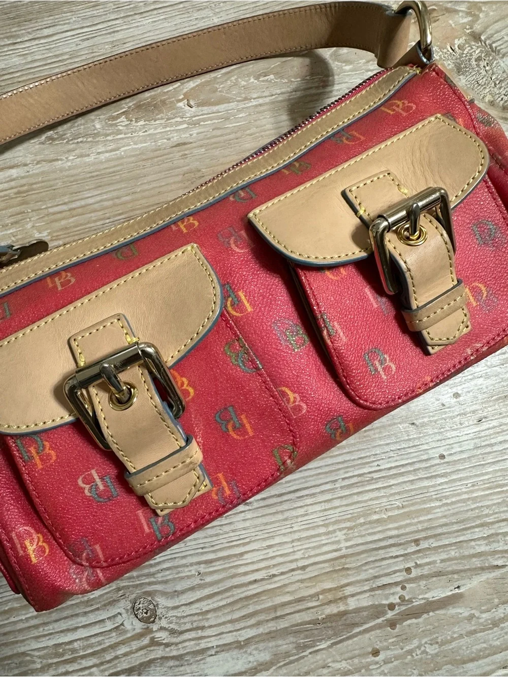 Vintage Dooney and Bourke Y2K Pink Rainbow Monogram Purse Coated Canvas - Picture 8 of 15
